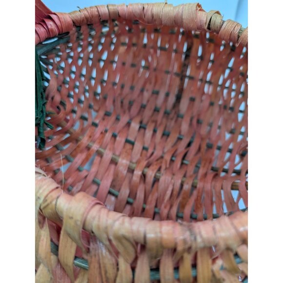 Basket Buttocks lightweight colorful woven w/ faux leaf vine Primitive Farmhouse - Picture 8 of 16